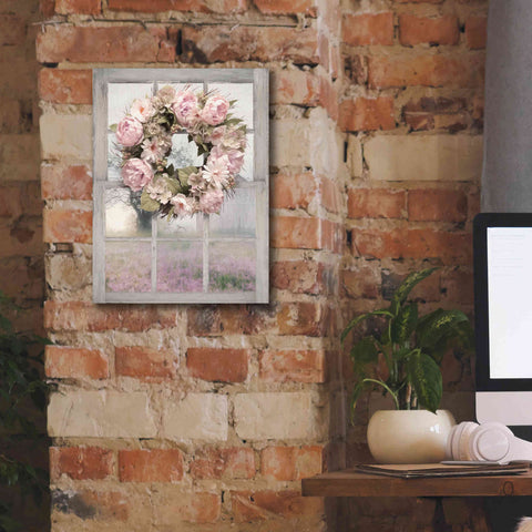 Image of 'Spring Peony Wreath' by Lori Deiter, Canvas Wall Art,12 x 16