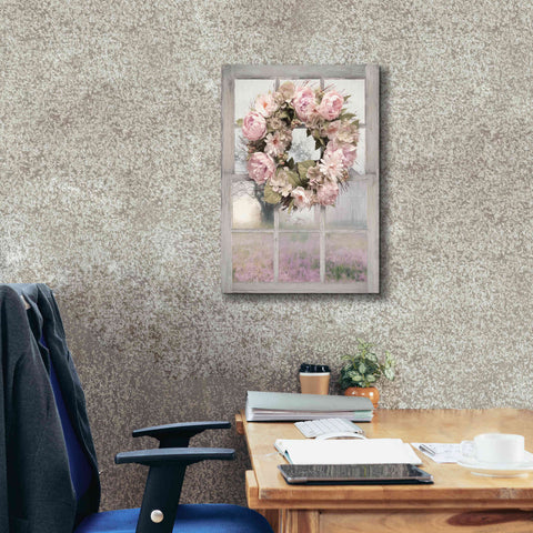 Image of 'Spring Peony Wreath' by Lori Deiter, Canvas Wall Art,18 x 26