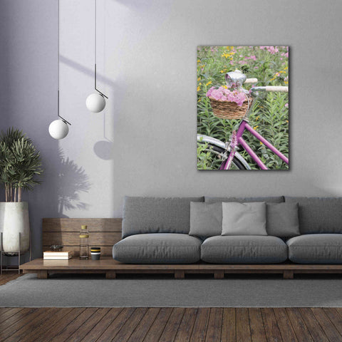 Image of 'Pink Garden Bike' by Lori Deiter, Canvas Wall Art,40 x 54