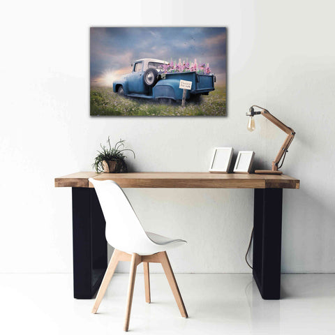 Image of 'Blue Ford with Foxglove Flowers' by Lori Deiter, Canvas Wall Art,40 x 26