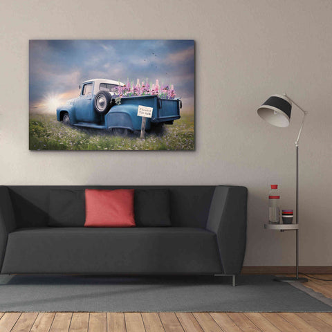 Image of 'Blue Ford with Foxglove Flowers' by Lori Deiter, Canvas Wall Art,60 x 40