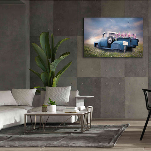 Image of 'Blue Ford with Foxglove Flowers' by Lori Deiter, Canvas Wall Art,60 x 40