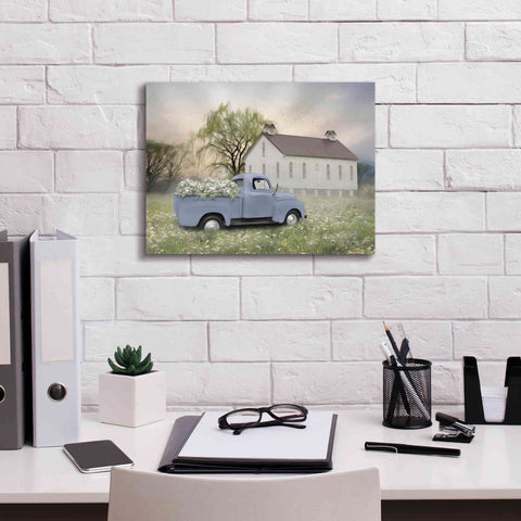 Image of 'Blue Ford at Barn' by Lori Deiter, Canvas Wall Art,16 x 12