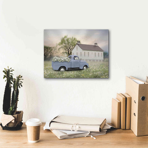 Image of 'Blue Ford at Barn' by Lori Deiter, Canvas Wall Art,16 x 12