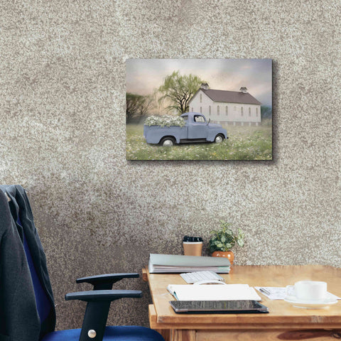 Image of 'Blue Ford at Barn' by Lori Deiter, Canvas Wall Art,26 x 18