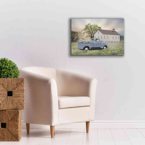Image of 'Blue Ford at Barn' by Lori Deiter, Canvas Wall Art,26 x 18