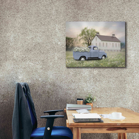 Image of 'Blue Ford at Barn' by Lori Deiter, Canvas Wall Art,34 x 26