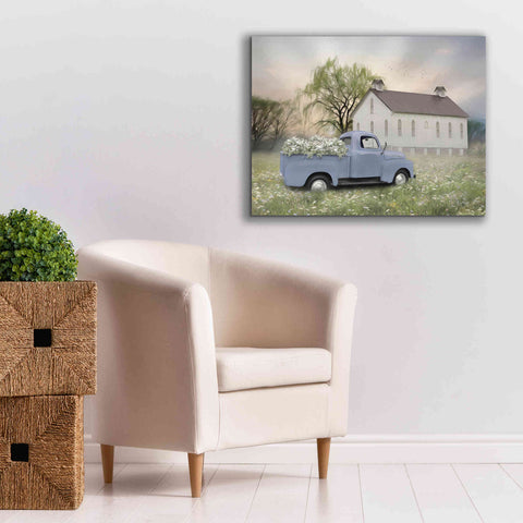Image of 'Blue Ford at Barn' by Lori Deiter, Canvas Wall Art,34 x 26