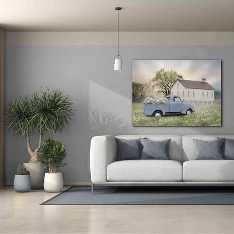 Image of 'Blue Ford at Barn' by Lori Deiter, Canvas Wall Art,54 x 40