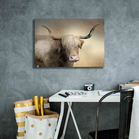 Image of 'Highland Cow in Golden Grass' by Lori Deiter, Canvas Wall Art,26 x 18
