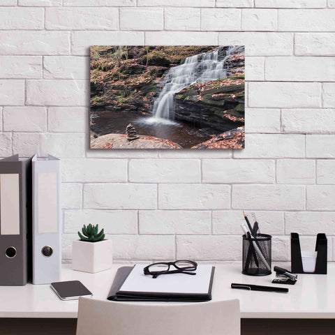 Image of 'Peaceful Day at Mohican Falls' by Lori Deiter, Canvas Wall Art,18 x 12