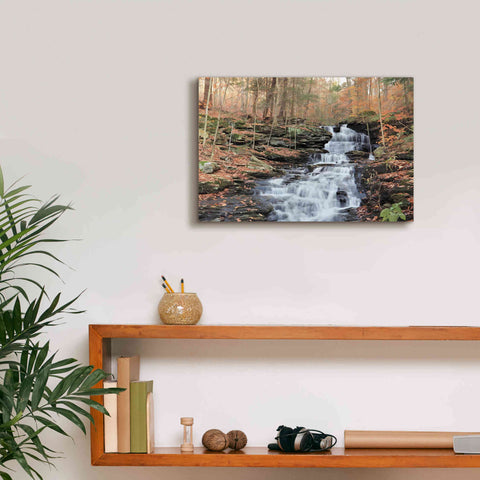 Image of 'Waterfall Steps at Pigeon Run' by Lori Deiter, Canvas Wall Art,18 x 12