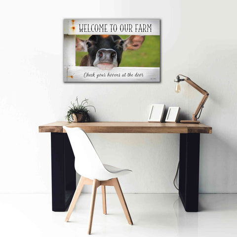 Image of 'Welcome Cow' by Lori Deiter Canvas Wall Art,40 x 26