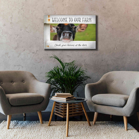 Image of 'Welcome Cow' by Lori Deiter Canvas Wall Art,40 x 26