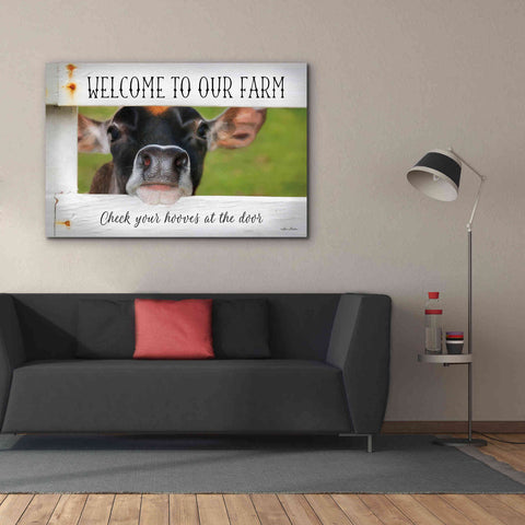 Image of 'Welcome Cow' by Lori Deiter Canvas Wall Art,60 x 40