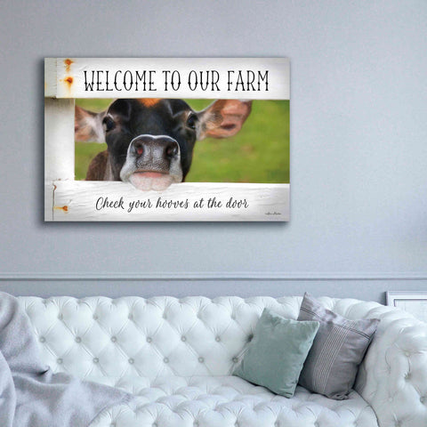Image of 'Welcome Cow' by Lori Deiter Canvas Wall Art,60 x 40