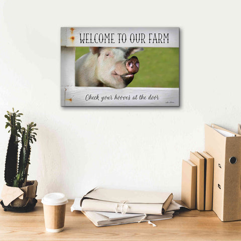 Image of 'Welcome Pig' by Lori Deiter Canvas Wall Art,18 x 12