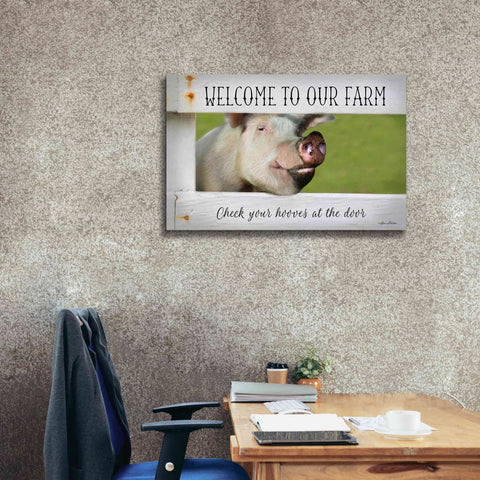Image of 'Welcome Pig' by Lori Deiter Canvas Wall Art,40 x 26