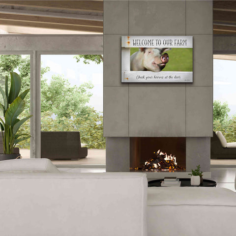 Image of 'Welcome Pig' by Lori Deiter Canvas Wall Art,40 x 26