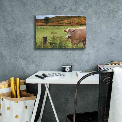 Image of 'Fall Cow' by Lori Deiter Canvas Wall Art,18 x 12