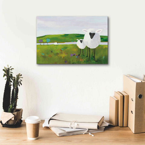 Image of 'Sheep in the Meadow' by Phyllis Adams, Canvas Wall Art,18 x 12
