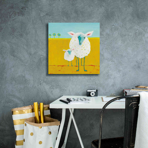 Image of 'Mama and Baby Sheep' by Phyllis Adams, Canvas Wall Art,18 x 18