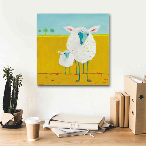 Image of 'Mama and Baby Sheep' by Phyllis Adams, Canvas Wall Art,18 x 18