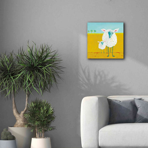 Image of 'Mama and Baby Sheep' by Phyllis Adams, Canvas Wall Art,18 x 18