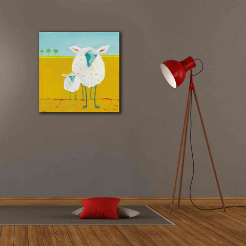 Image of 'Mama and Baby Sheep' by Phyllis Adams, Canvas Wall Art,26 x 26
