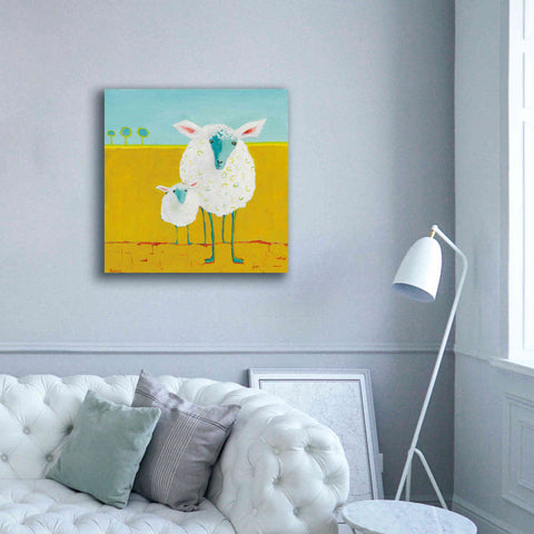 Image of 'Mama and Baby Sheep' by Phyllis Adams, Canvas Wall Art,37 x 37