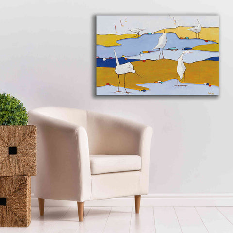 Image of 'Marsh Egrets VI Dark Sand' by Phyllis Adams, Canvas Wall Art,40 x 26
