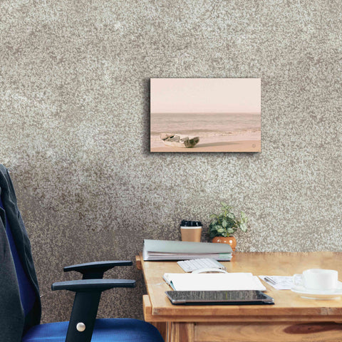 Image of 'Fishing Boat at Sunset' by Nathan Larson, Canvas Wall Art,18 x 12