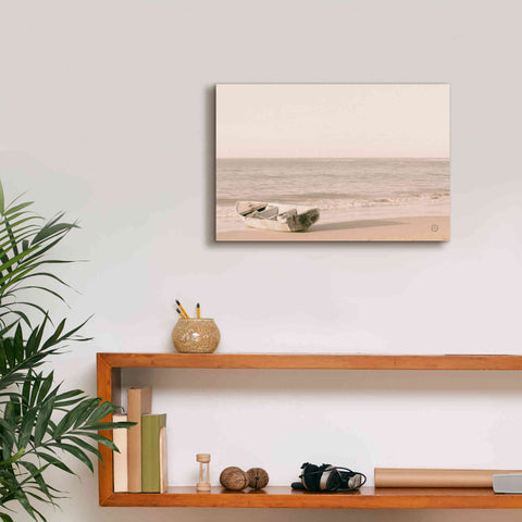Image of 'Fishing Boat at Sunset' by Nathan Larson, Canvas Wall Art,18 x 12