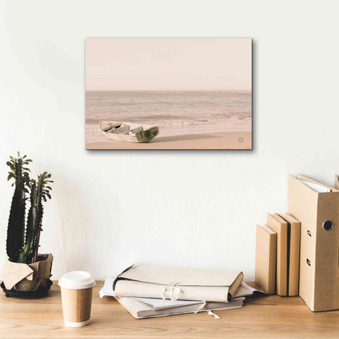 Image of 'Fishing Boat at Sunset' by Nathan Larson, Canvas Wall Art,18 x 12