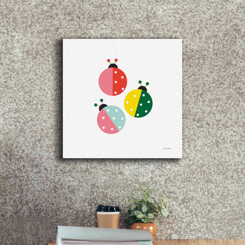 Image of 'Ladybugs Three' by Ann Kelle Designs, Canvas Wall Art,18 x 18