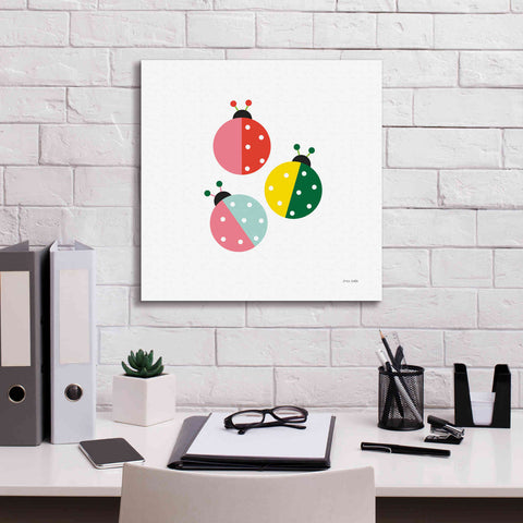 Image of 'Ladybugs Three' by Ann Kelle Designs, Canvas Wall Art,18 x 18