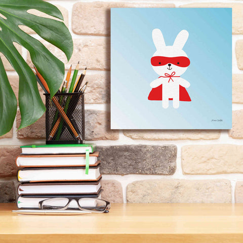 Image of 'Rabbit Super Hero' by Ann Kelle Designs, Canvas Wall Art,12 x 12