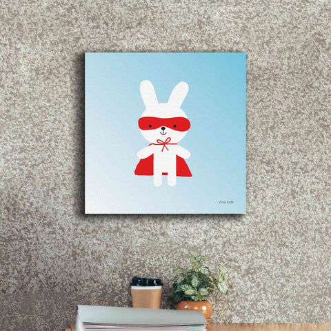 Image of 'Rabbit Super Hero' by Ann Kelle Designs, Canvas Wall Art,18 x 18