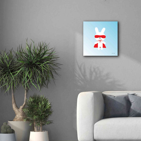 Image of 'Rabbit Super Hero' by Ann Kelle Designs, Canvas Wall Art,18 x 18