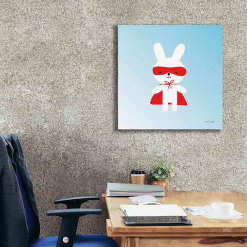 Image of 'Rabbit Super Hero' by Ann Kelle Designs, Canvas Wall Art,26 x 26
