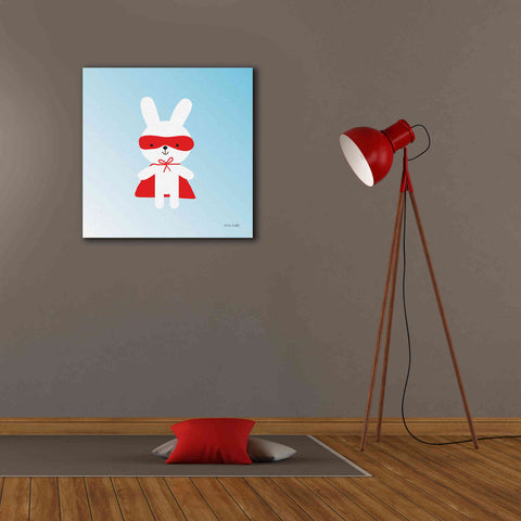 Image of 'Rabbit Super Hero' by Ann Kelle Designs, Canvas Wall Art,26 x 26