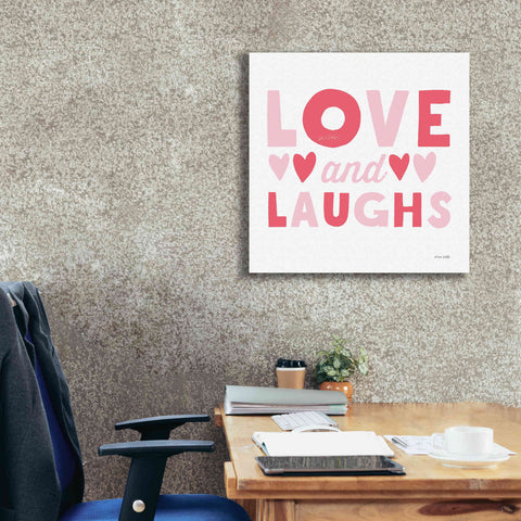 Image of 'Love and Laughs Pink' by Ann Kelle Designs, Canvas Wall Art,26 x 26