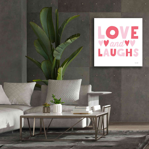 Image of 'Love and Laughs Pink' by Ann Kelle Designs, Canvas Wall Art,37 x 37