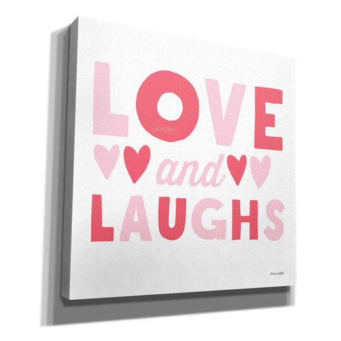 Image of 'Love and Laughs Pink' by Ann Kelle Designs, Canvas Wall Art,12x12x1.1x0,18x18x1.1x0,26x26x1.74x0,37x37x1.74x0