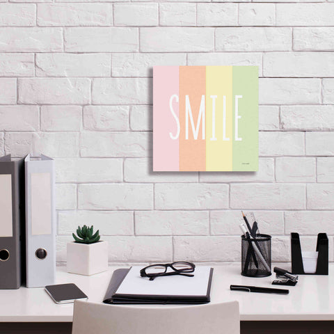 Image of 'Smile Rainbow' by Ann Kelle Designs, Canvas Wall Art,12 x 12