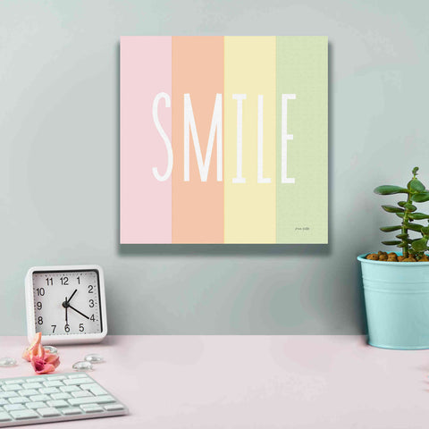 Image of 'Smile Rainbow' by Ann Kelle Designs, Canvas Wall Art,12 x 12