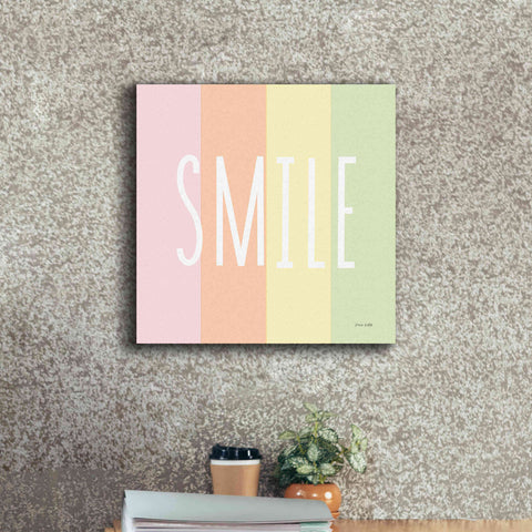 Image of 'Smile Rainbow' by Ann Kelle Designs, Canvas Wall Art,18 x 18