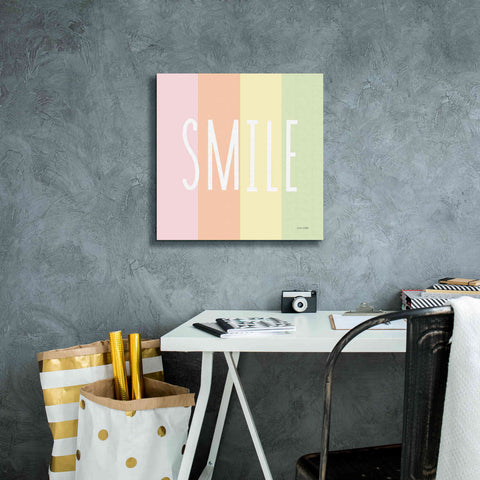 Image of 'Smile Rainbow' by Ann Kelle Designs, Canvas Wall Art,18 x 18