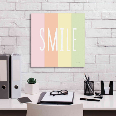 Image of 'Smile Rainbow' by Ann Kelle Designs, Canvas Wall Art,18 x 18
