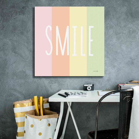 Image of 'Smile Rainbow' by Ann Kelle Designs, Canvas Wall Art,26 x 26